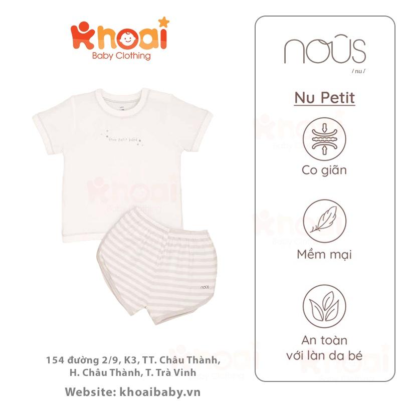 Bộ cài vai cộc Nous kẻ ghi trắng hình sao - Chất liệu Nu Petit 95% cotton thiên nhiên