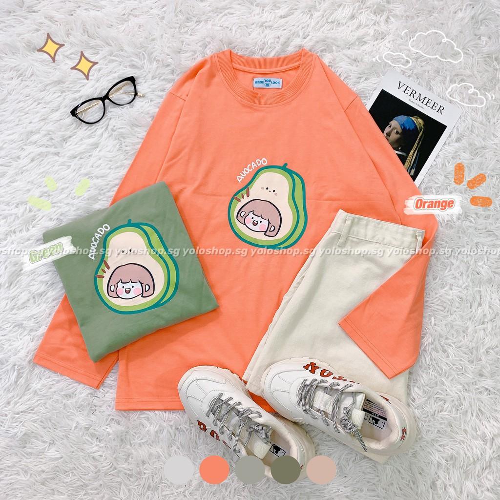 Áo thun tay dài TRÁI BƠ AVOCADO phông Unisex nam nữ tee oversize form rộng pull Ulzzang Streetwear thu đông vải mềm