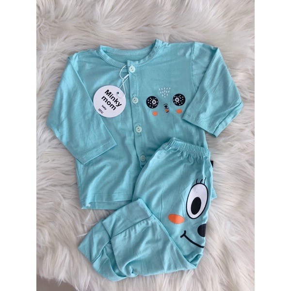 Bộ thun lạnh sơ sinh cúc giữa HG Kids thấm hút mồ hôi tốt, vải mềm mại thoải mái