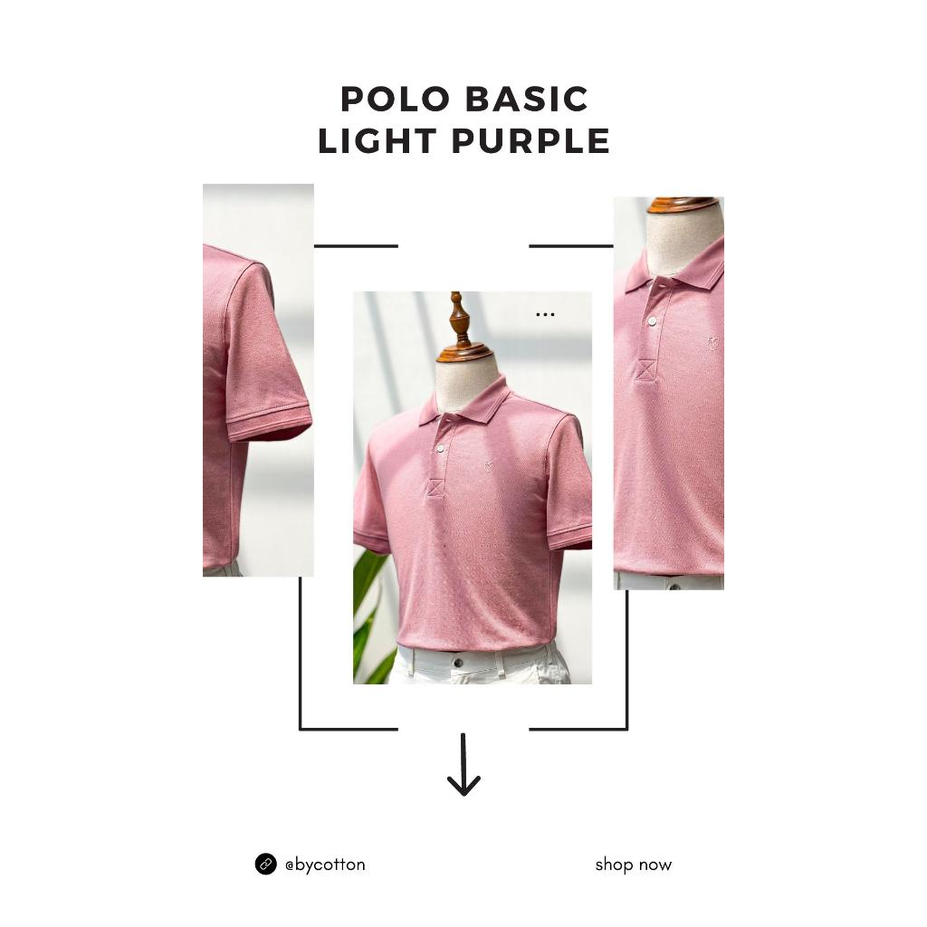 Áo Thun Polo Nam Cổ Bẻ Tím Nhạt BY COTTON Light Purple Basic Polo