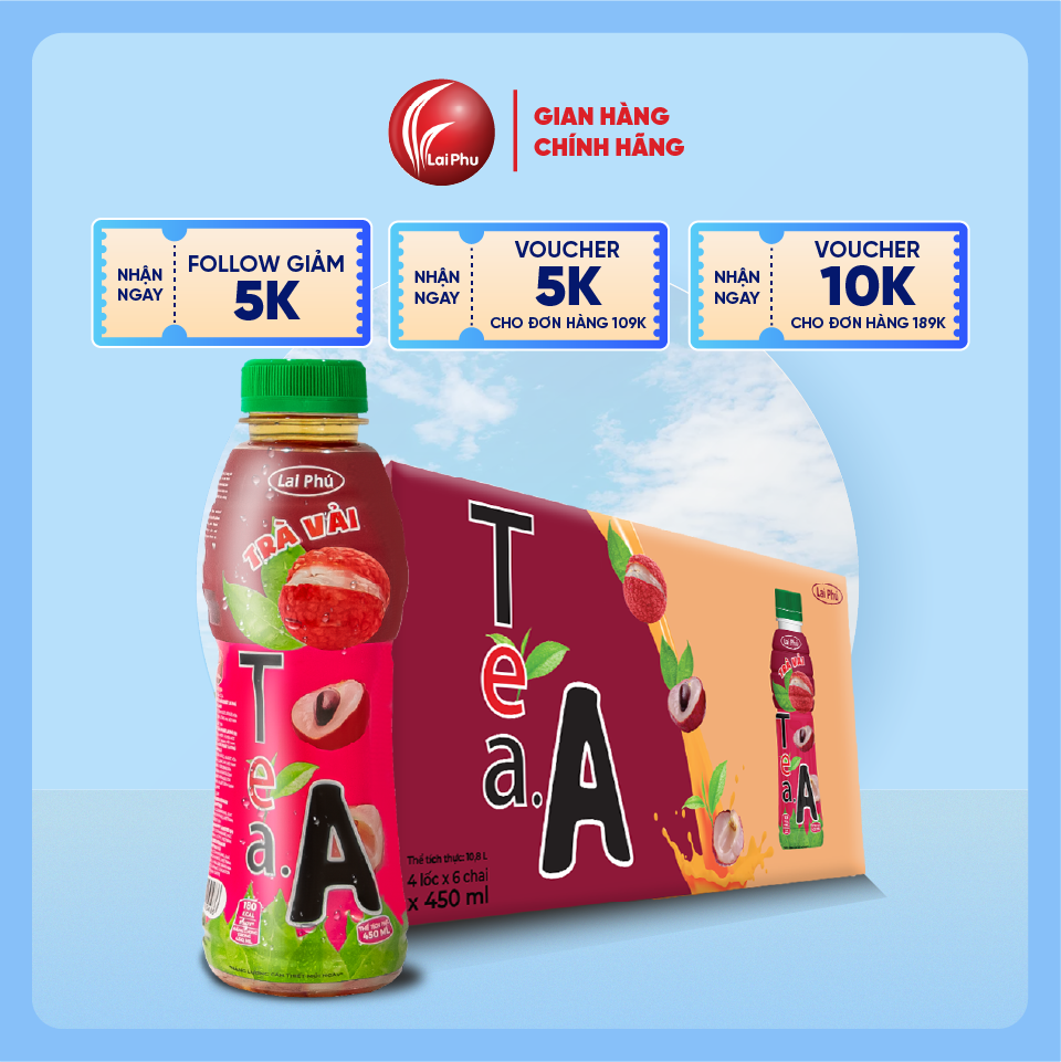 Trà Vải Tea A Chai 450ml - Thùng 24 Chai