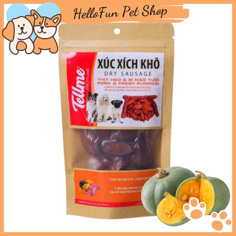 Xúc xích khô Tellme cắt lát cho chó - Đồ ăn vặt cho thú cưng (70g) - Thịt heo &amp; Cà rốt