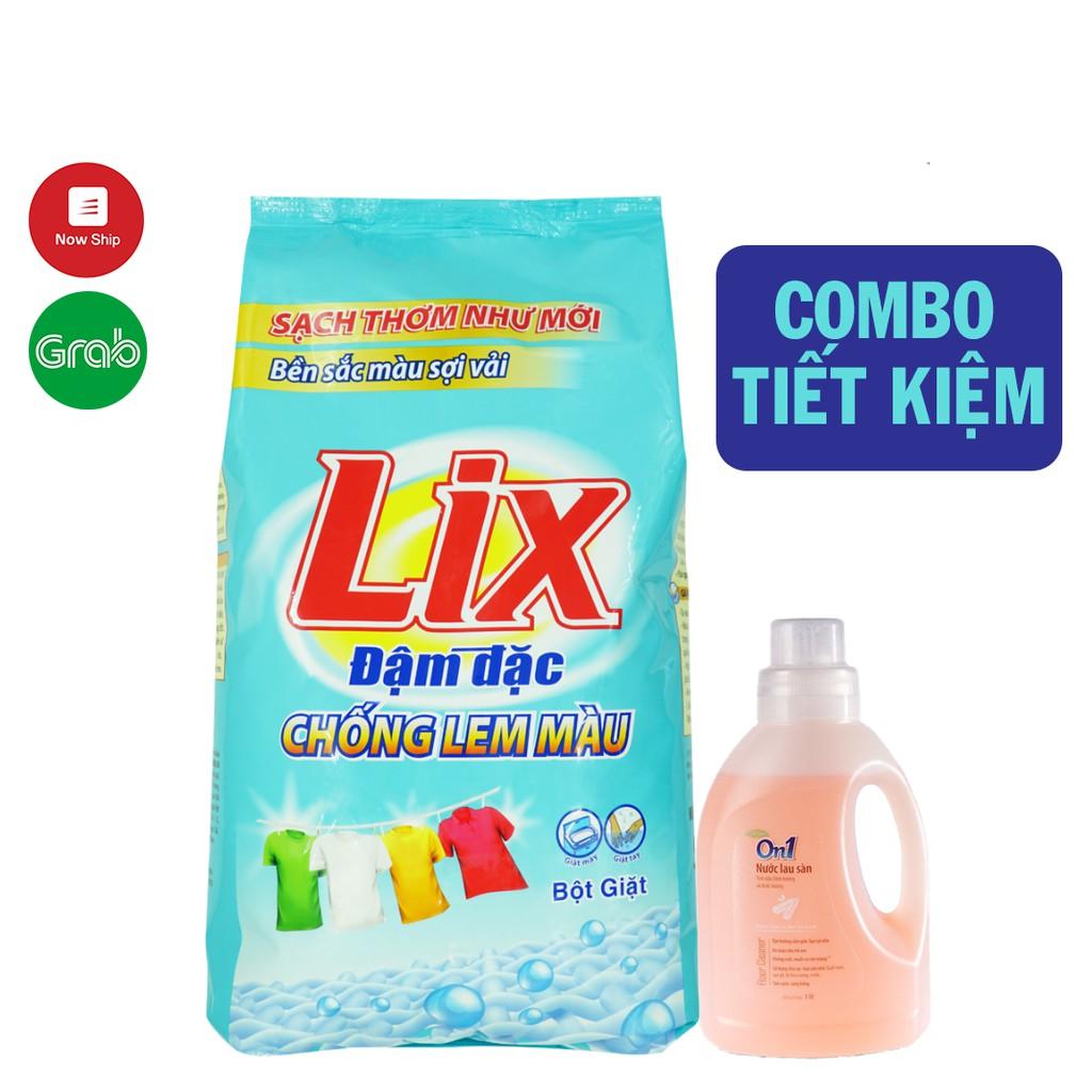 Bột giặt Lix Đậm Đặc Chống Lem Màu 5.5kg - Tặng kèm nước lau sàn Cao cấp On1 1 lít