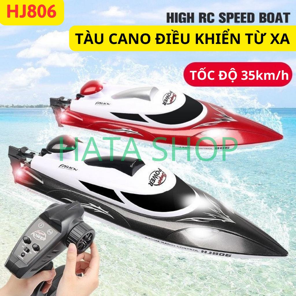 Tàu Cano Điều Khiển Từ Xa HJ806 Tốc Độ 35km/h Hongxunjie có đèn ban đêm chống lật có điều tốc