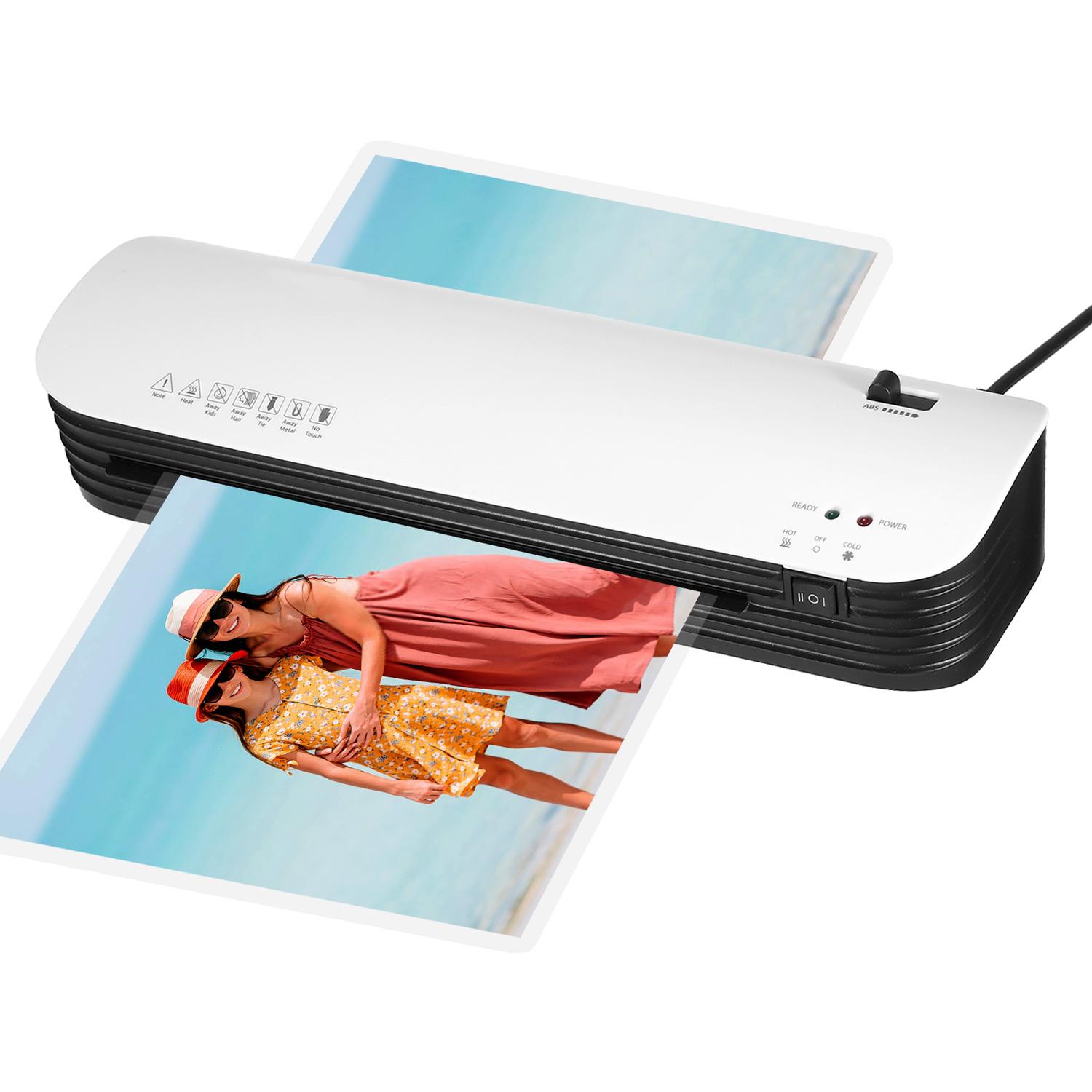 SL299 Laminator Machine Set A4 Size Hot and Cold Laminator 2 Roller System with 20 Laminating Pouches Paper Cutter