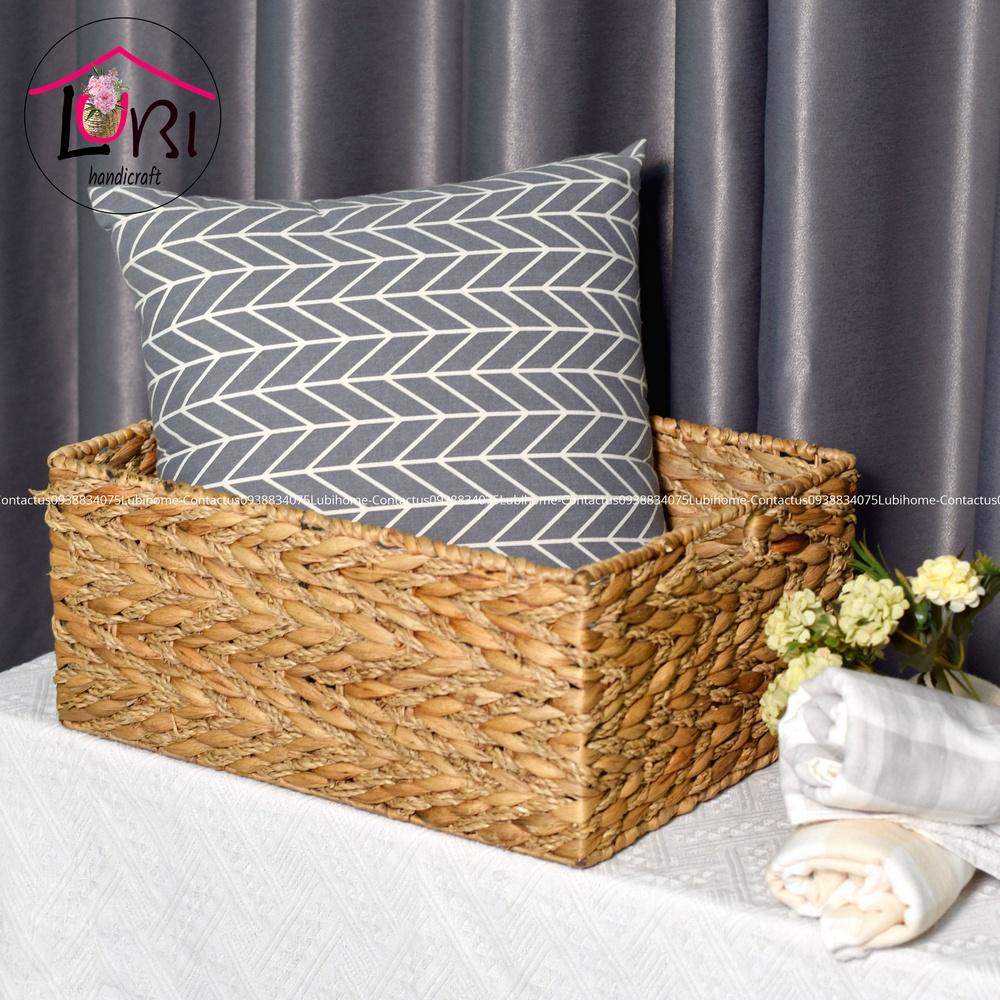 Lubihandicraft - Sọt đựng đồ đan lục bình kết hợp cói - mộc mạc