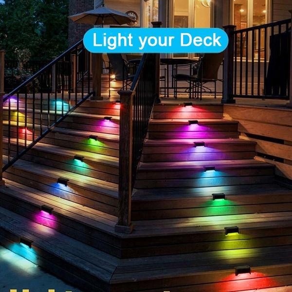 Đèn Led RGB năng lượng mặt trời chống thấm nước trang trí cầu thang ngoài trời