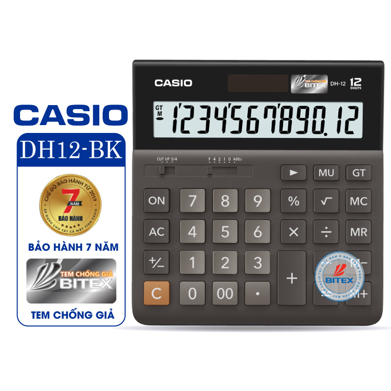 Máy tính Casio DH-12, Bảo hành 7 năm - Hàng chính hãng Bitex