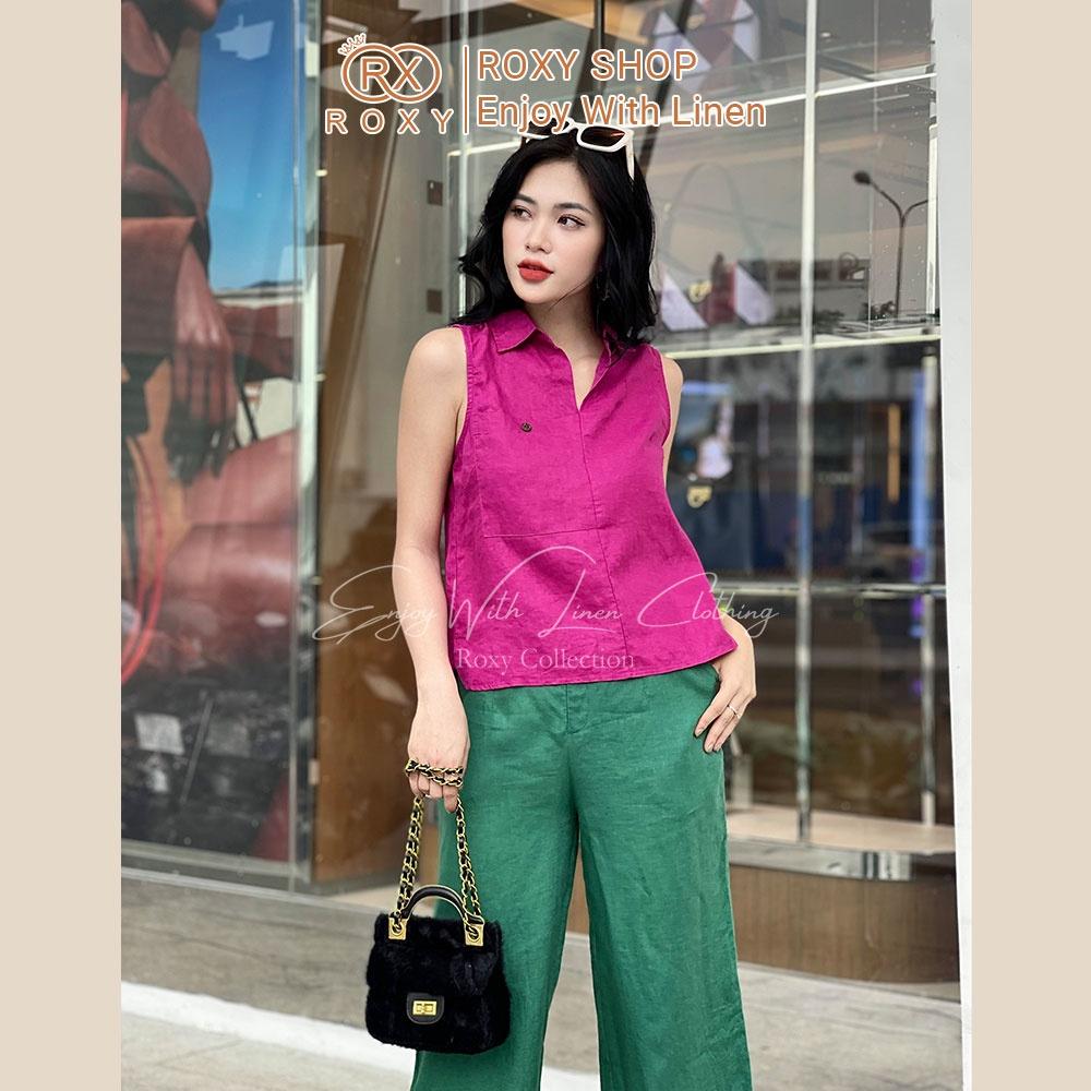 Áo Sát Nách Linen Thiết Kế Cổ Vest Thóang Mát