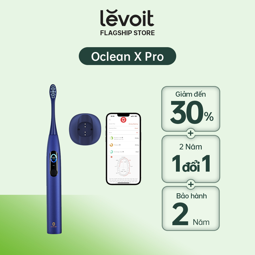 Bàn Chải Điện Oclean X Pro | Màn Hình Cảm Ứng Thông Minh | Chống Nước IPX7 | Tùy Chính Kế Hoạch Chải | Hàng Chính Hãng