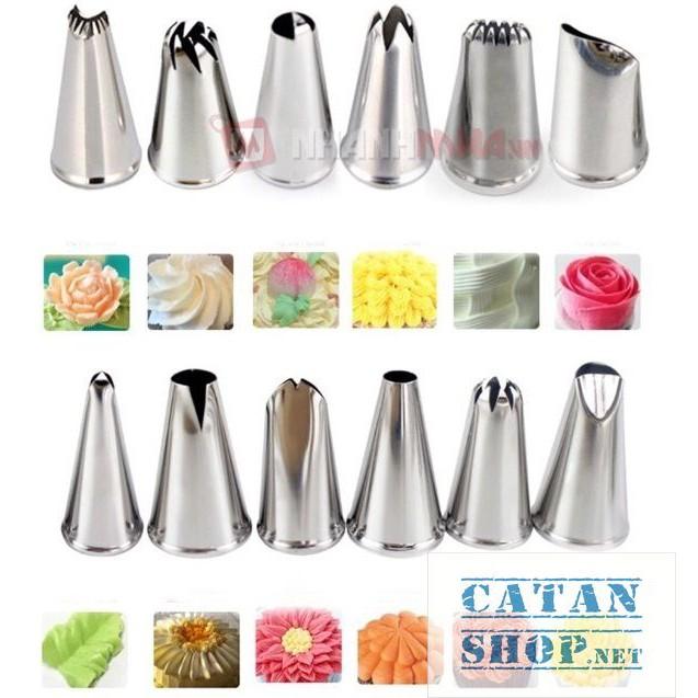 Hộp 32 đui bắt bông kem kèm chốt và túi đựng kem trang trí bánh GD230-BatKemLL