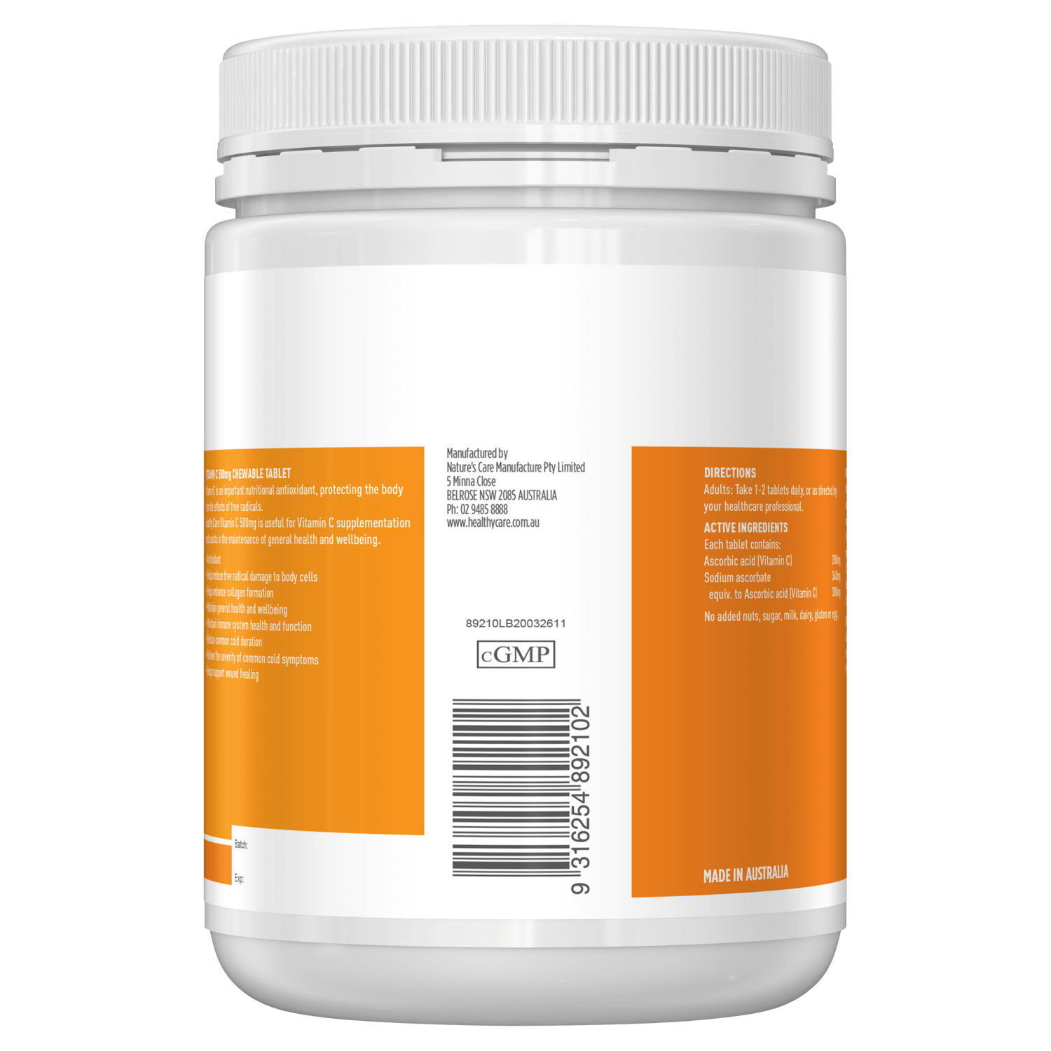 Vitamin C dạng kẹo Úc Healthy Care tăng sức đề kháng, sáng da, tăng sản xuất collagen, nhanh lành bệnh - Massel Official