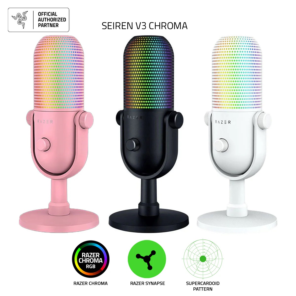 Thiết bị Microphone Razer Seiren V3 Chroma - Hàng chính hãng