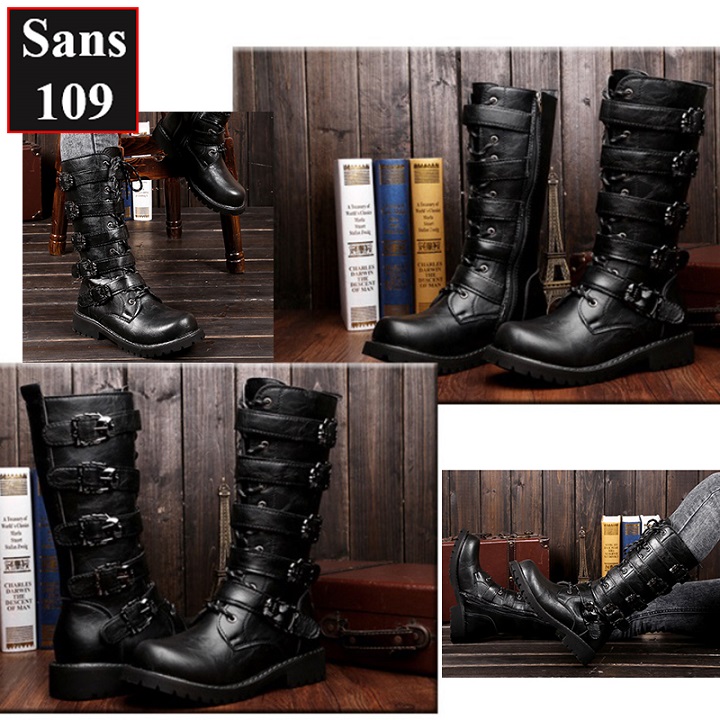 Giày boot nam nữ unisex couple cặp đôi Sans109 bốt cao cổ tăng chiều cao 7cm size 37 38 39 40 41 42 43 bigsize 44 45 46