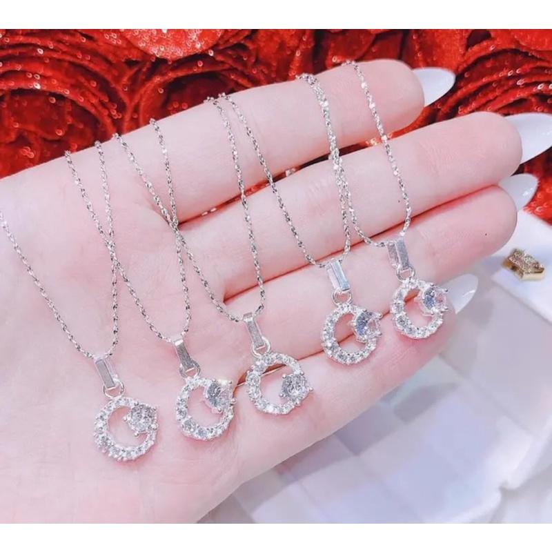 Dây chuyền mặt tròn viền đá lấp lánh , vòng cổ Bạc Ta - bạc Npj