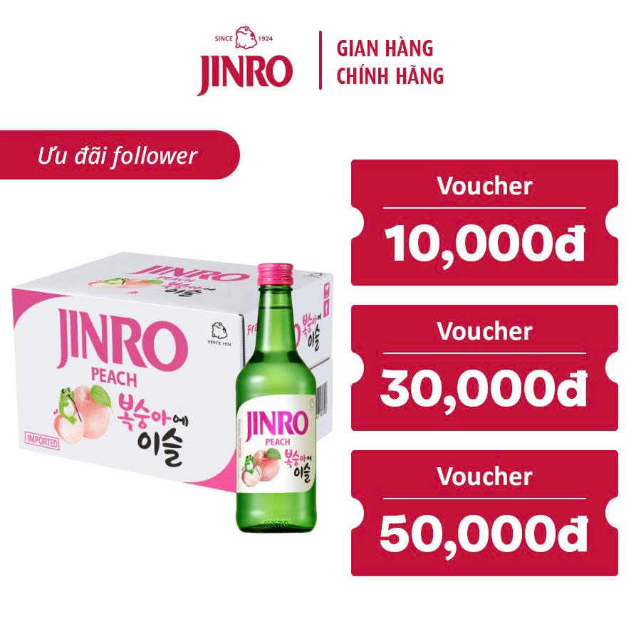 CHÍNH HÃNG Soju Hàn Quốc JINRO VỊ ĐÀO 360ml – Thùng 20 chai