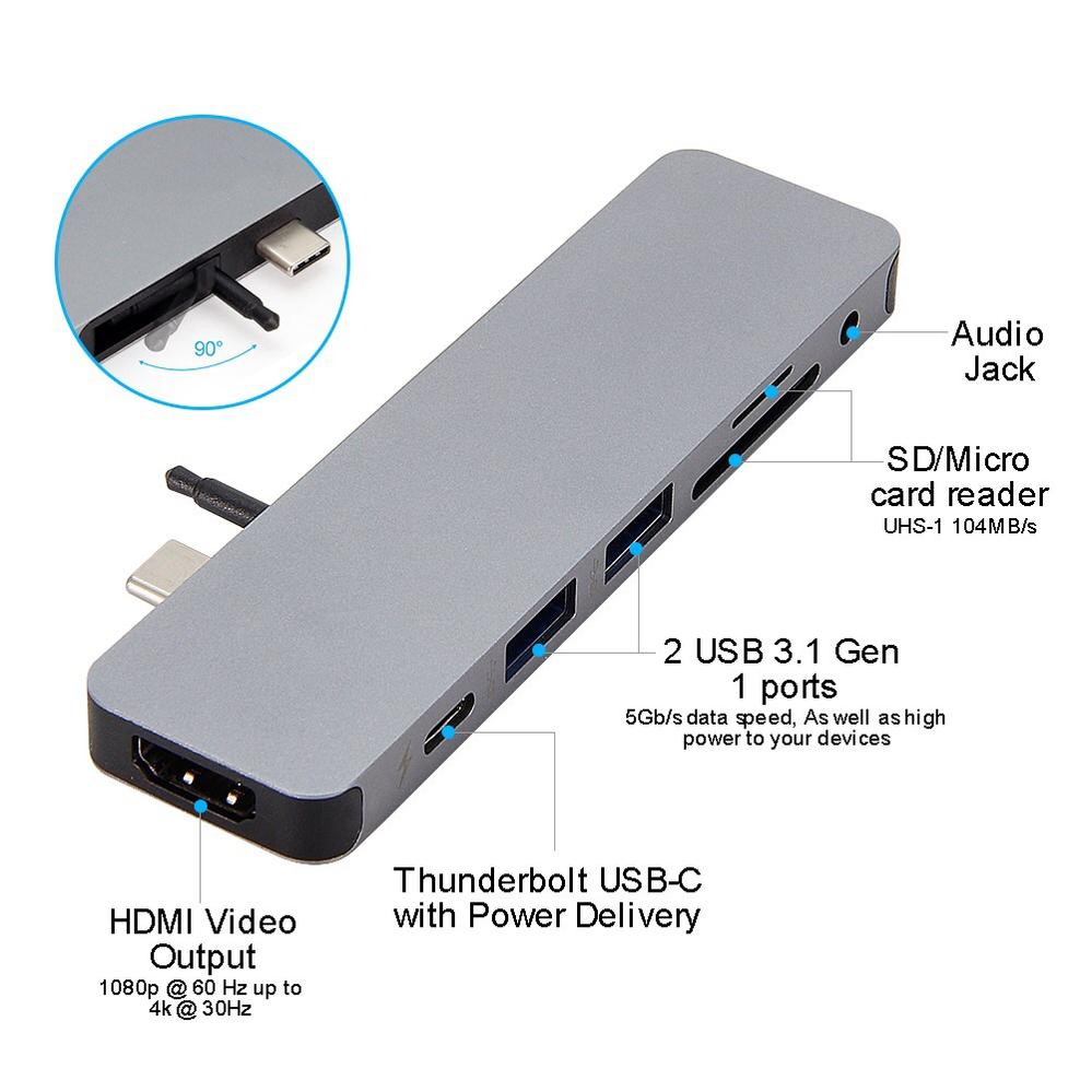 Cổng Chuyển HyperDrive SOLO 7-in-1 USB-C Hub for MacBook, PC &amp; Devices - Hàng Chính Hãng