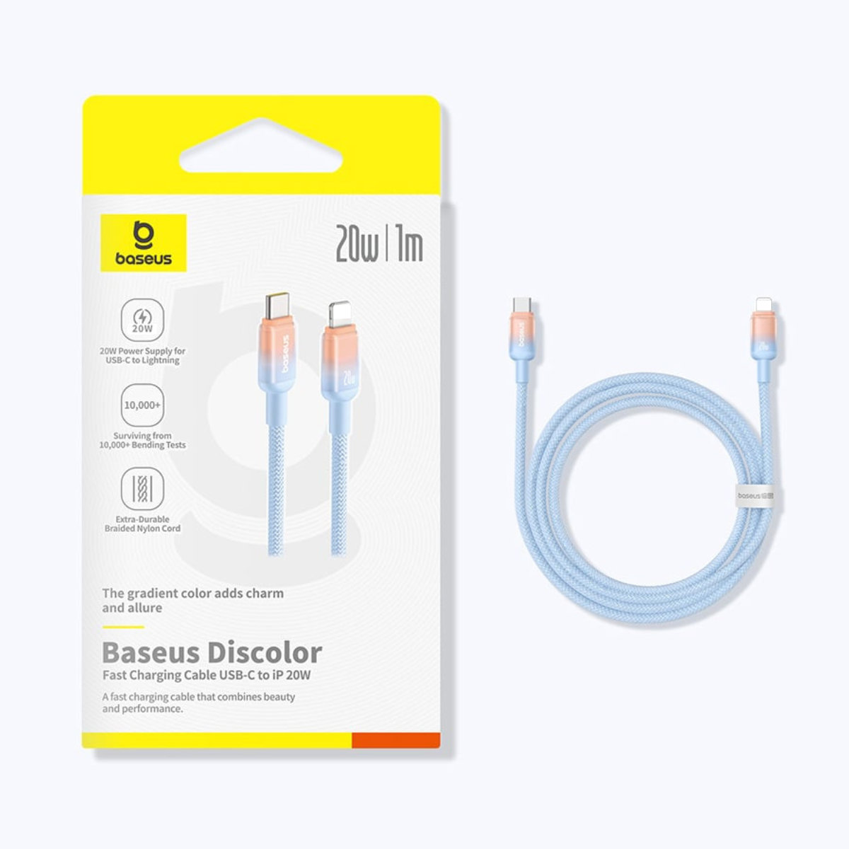 Cáp sạc nhanh Type C to iP 20W Baseus Discolor Series Fast Charging Data Cable - Hàng chính hãng