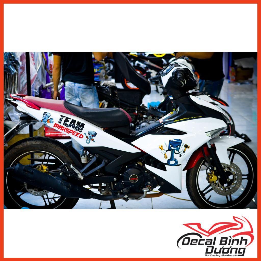 Tem Xe Dành Cho Exciter 150 - Tem Trùm Dành Cho Exciter 150 Team Maxspeed Trắng Siêu Dễ Thương