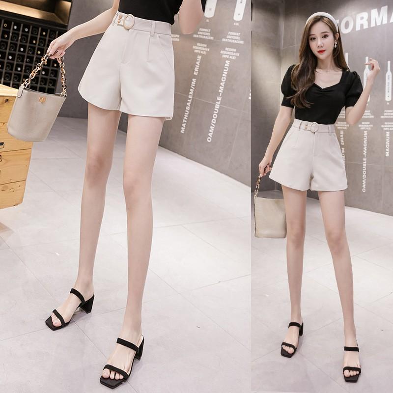 Quần short nữ cạp cao đai tròn vải tuyết mưa Hàn Quốc đẹp Q028