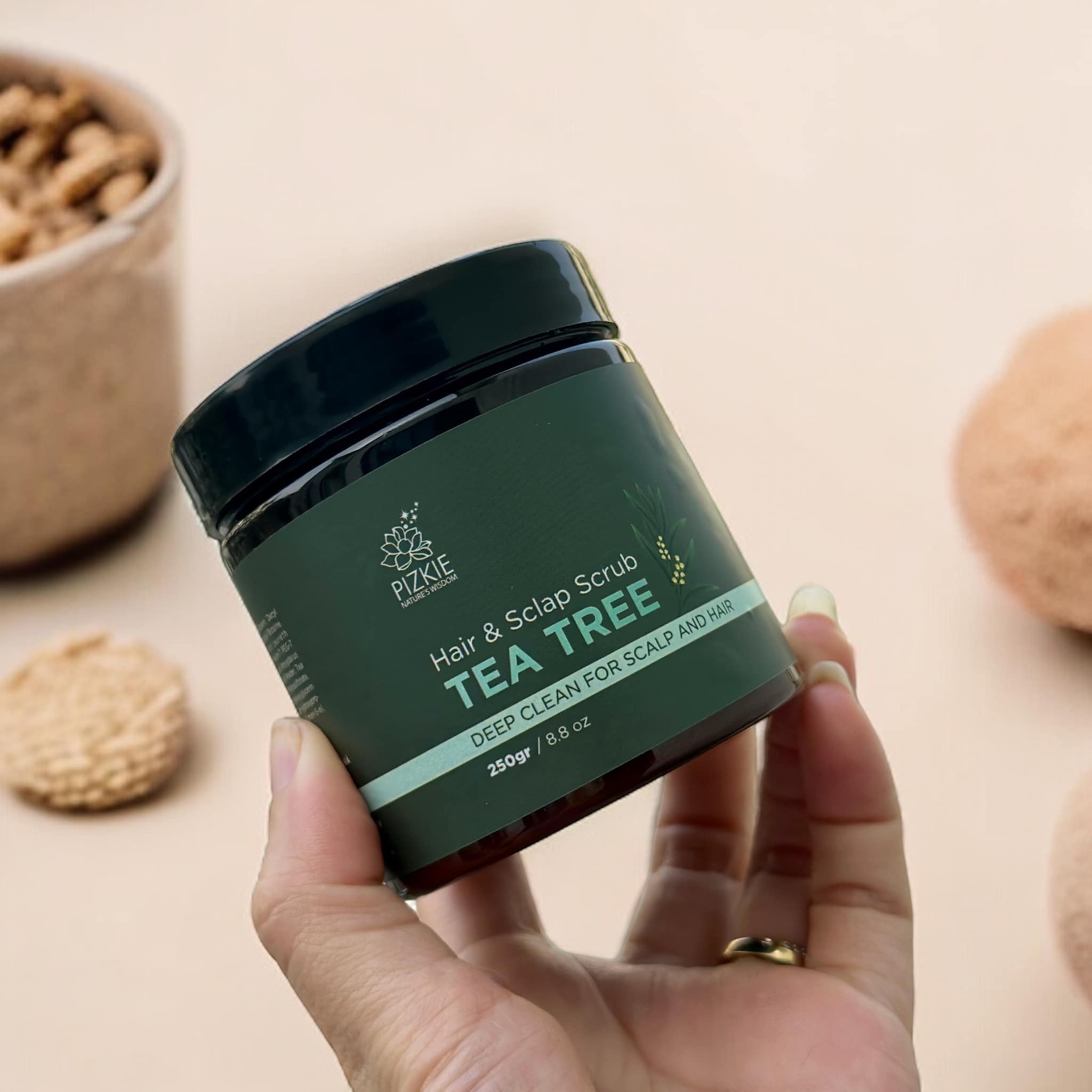 Muối tẩy tế bào chết da đầu tràm trà Pizkie 300gr lâu bết sạch gàu, sạch nhờ da đầu, hỗ trợ mọc tóc