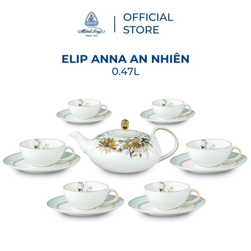 Combo Trung Thu Minh Long: Bộ trà - Hũ trà An Nhiên kèm hộp và túi quà tặng sang trọng