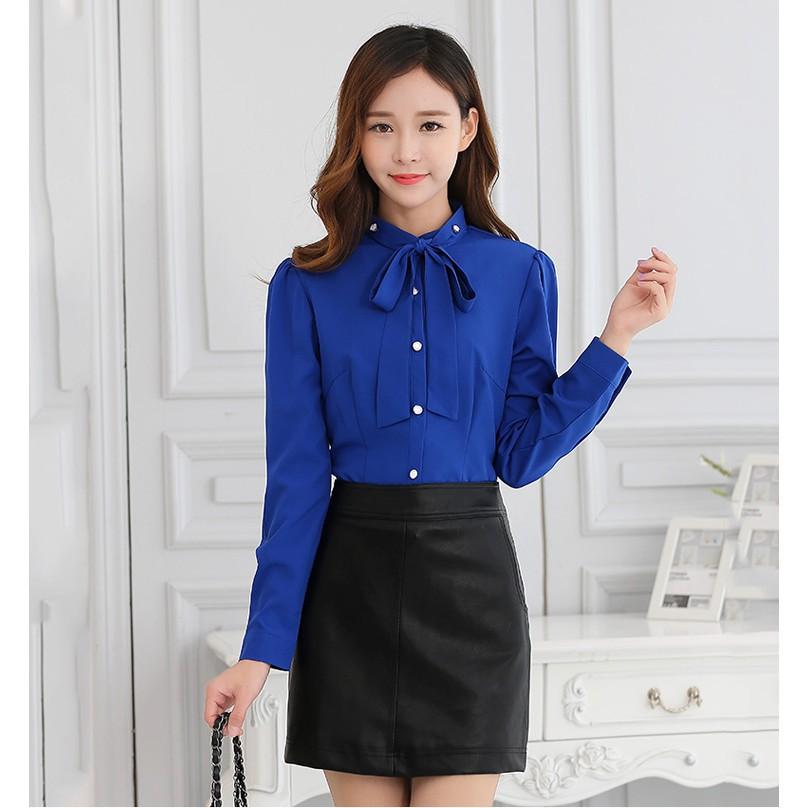 Áo Sơ Mi Cổ Cột Nơ Xinh Xắn - QA0058