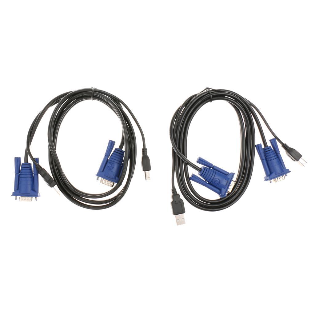 2 Port USB VGA KVM Switch with Cables Mouse Keyboard Monitor Plug & Play