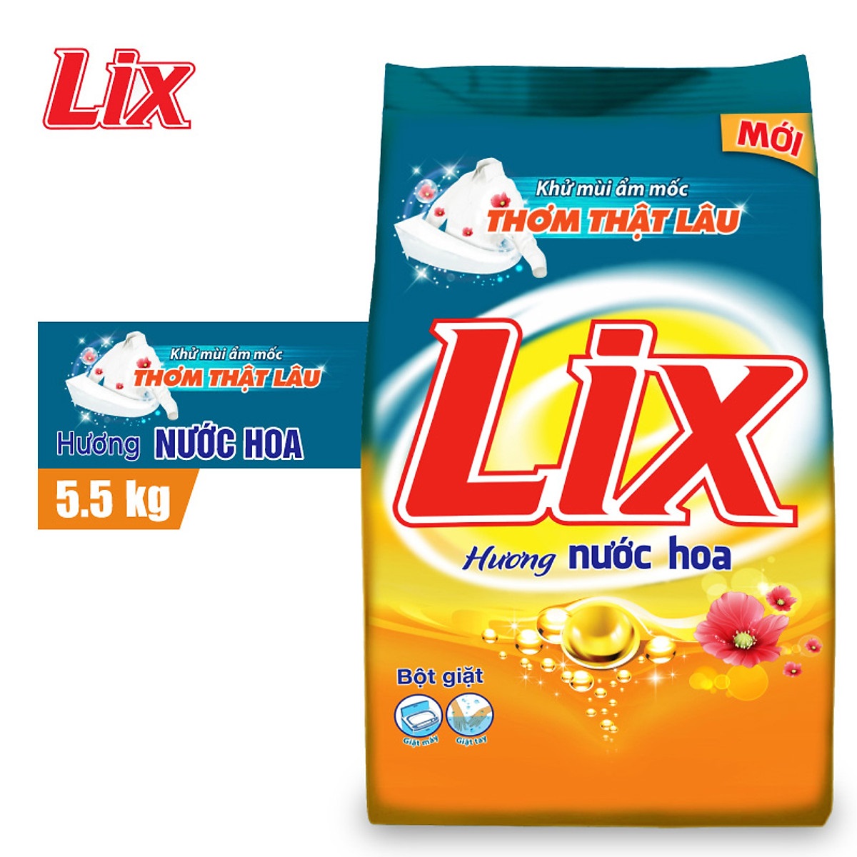 Bột giặt Lix đậm đặc hương nước hoa 5.5Kg PD575 - Khử mùi ẩm mốc