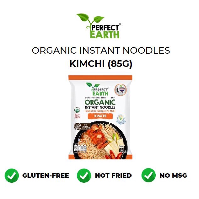 Mì Ăn Liền Hữu Cơ Thuần Chay Vị Kim Chi (85g) - Perfect Earth Organic Brown Rice Instant Noodle Kim Chi (85g)