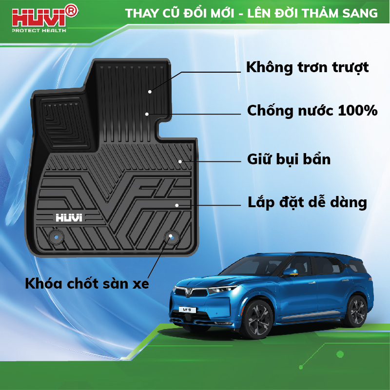 Thảm lót sàn ô tô Vinfast VF9 Huvi nhựa TPE nguyên sinh cao cấp