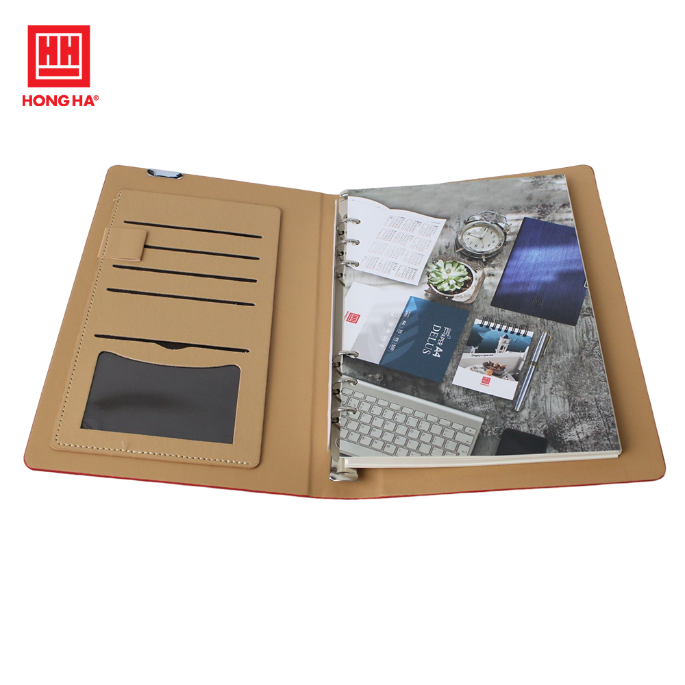Sổ còng A5 200 trang, sổ lịch da bìa còng Office Hồng Hà - 9230
