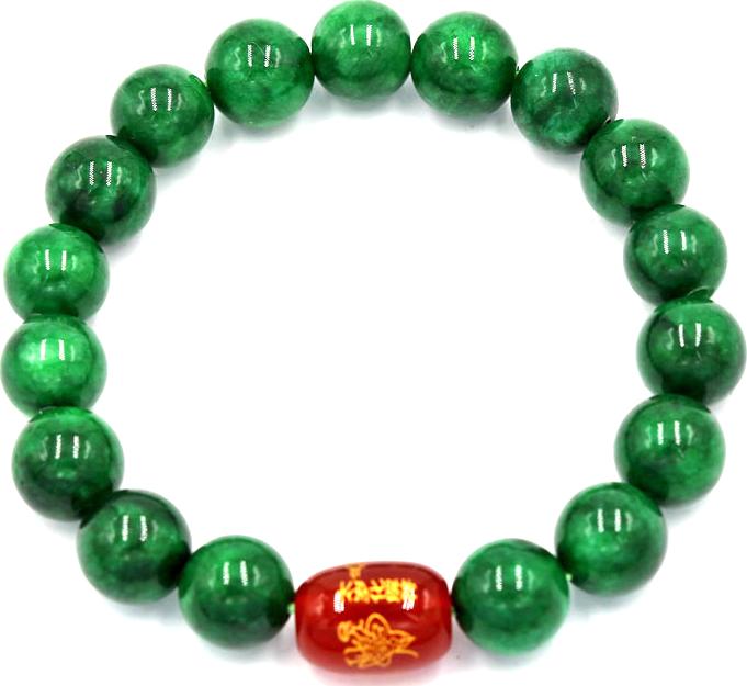 Vòng tay chuỗi hạt cẩm thạch đông ninh 10 ly Thái tuế phù DTTH27