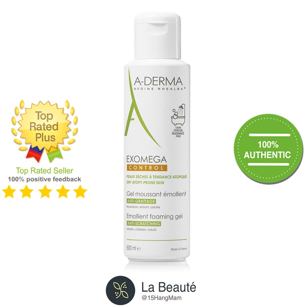 A-Derma Gel Moussant Émollient Exomega - Gel Làm Sạch Và Dịu Da Cho Da Dễ Dị Ứng (200ml - 500ml)