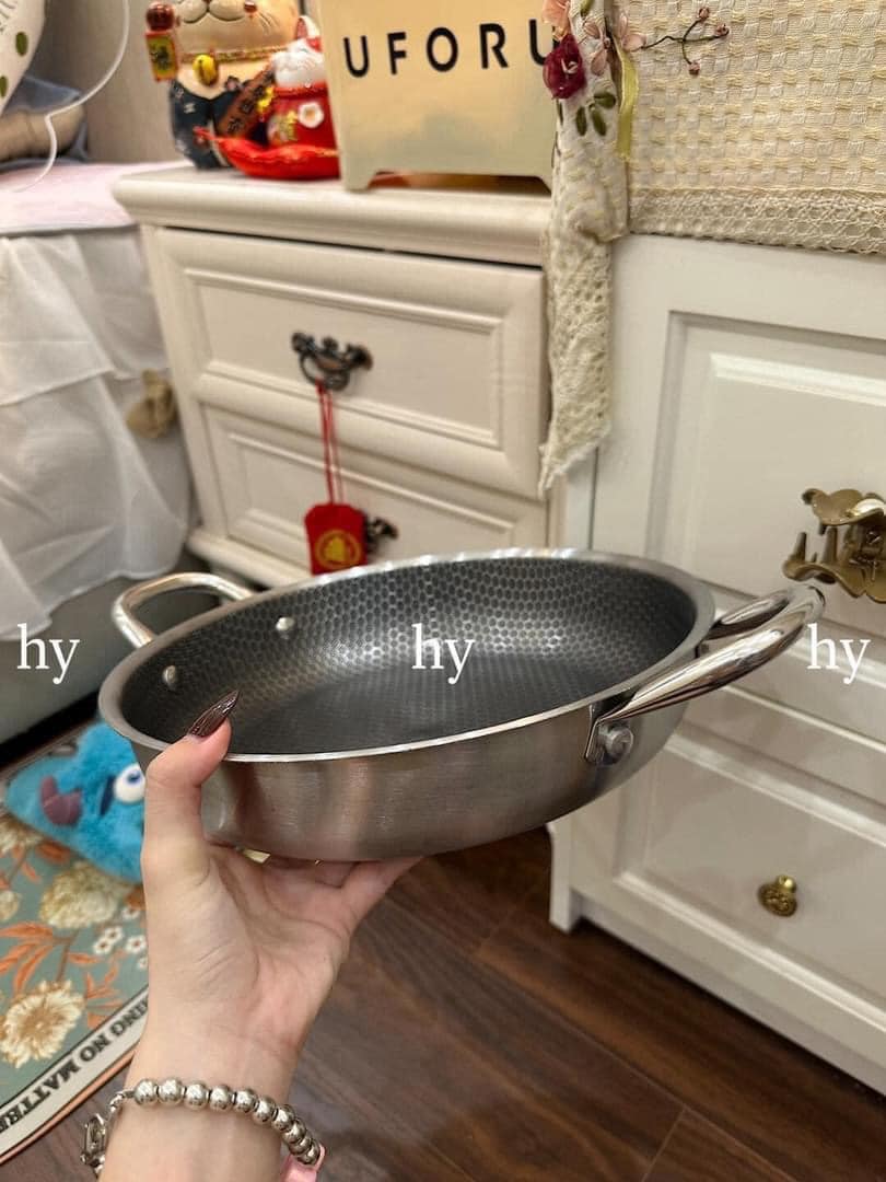 Chảo Tổ Ong Chống Dính 2 Quai 28cm - Hàng Nhập Khẩu