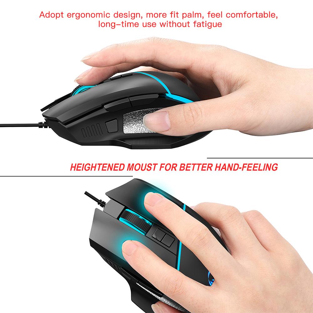 Chuột chơi game có dây HXSJ A876 USB đầy màu sắc với 4 DPI có thể điều chỉnh cho máy tính xách tay PC