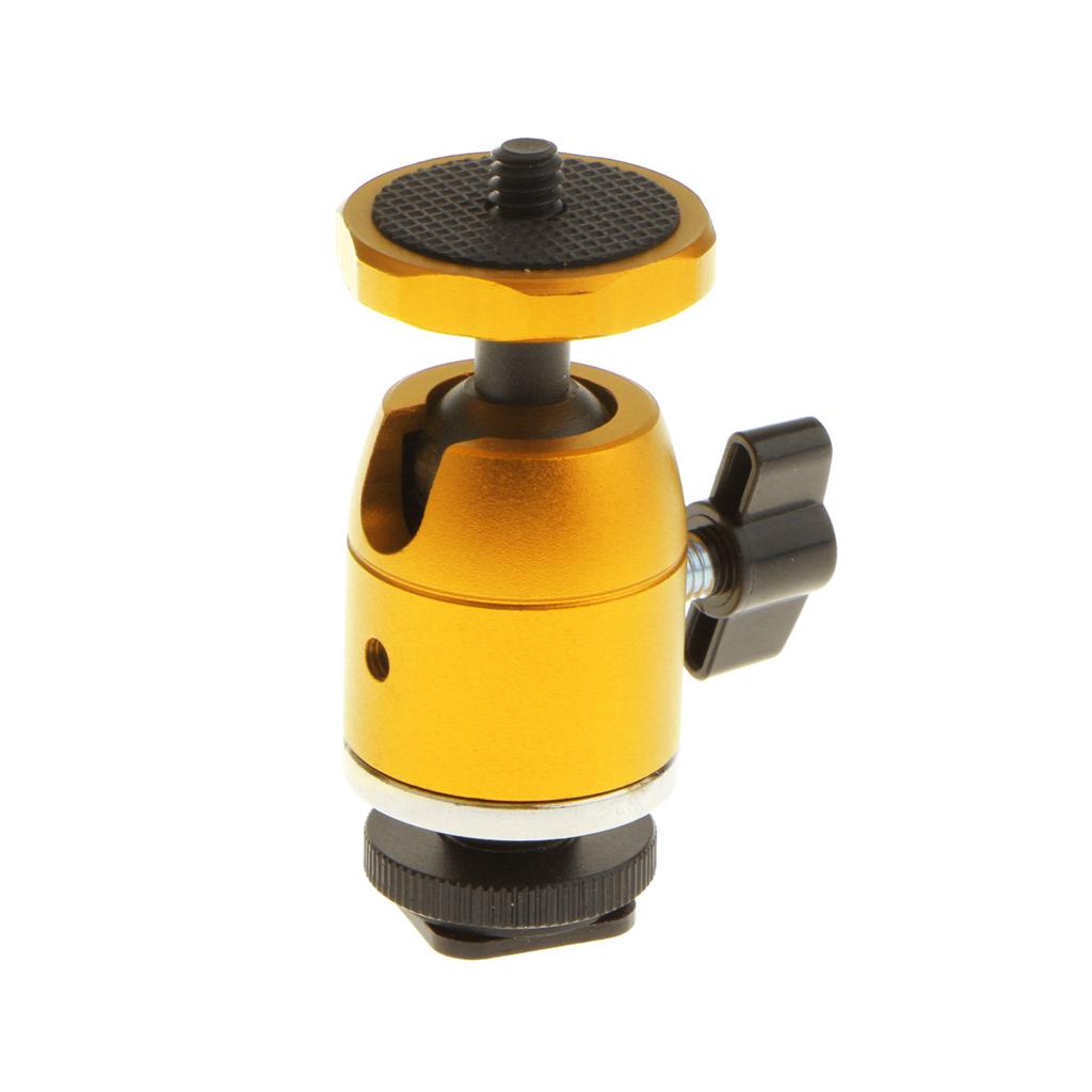 360° Swivel Ball Head 1/4''Screw Mount Tripod Hot Shoe for DSLR/SLR Black