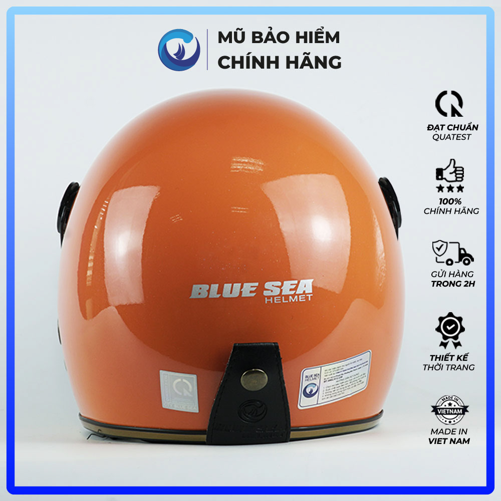 Mũ Bảo Hiểm 3/4 Blue Sea BL34A100 Màu Cam Bóng - Có Kính - Freesize - Hàng chính hãng