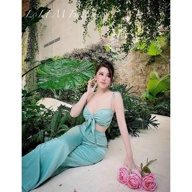 Sét áo croptop cột nơ ngực quần