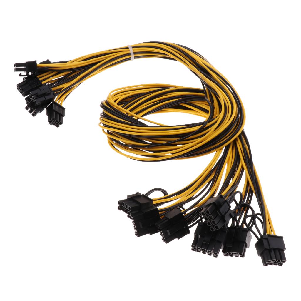 2x8Pcs PCI-E 6pin to 6+2Pin Power Splitter Cable Graphics Video Card Cord