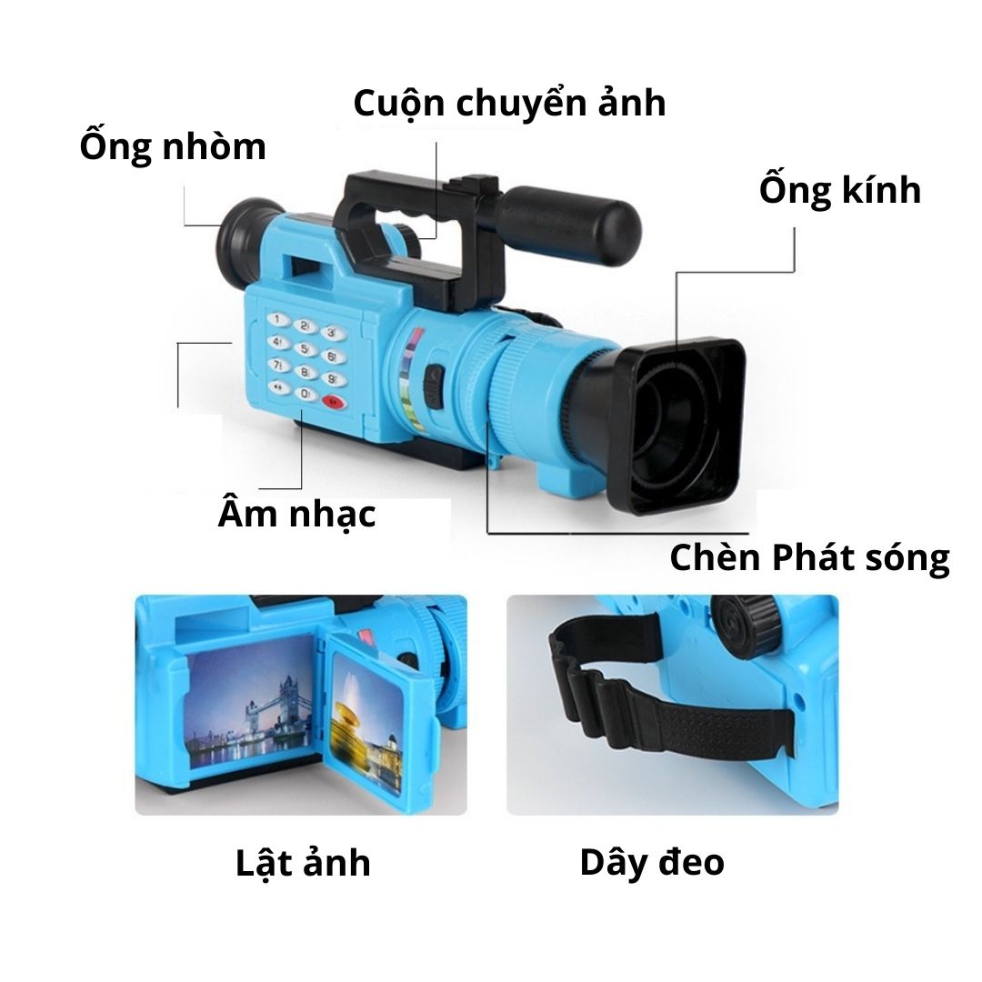 Đồ chơi máy ảnh, máy quay video có nhạc có thể làm đèn pin Mô phỏng thực tế giúp bé phát triển trí tuê