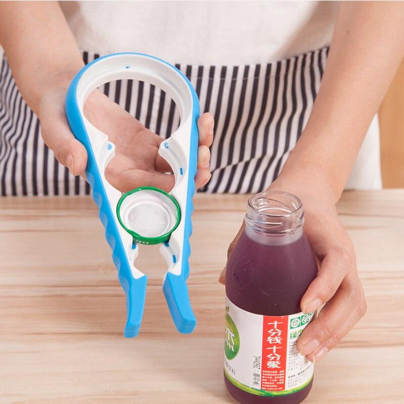 Household Kitchen 4 in 1 Opener Non-slip Twist Cap Bottle Cap Launcher Opener For Cans Kichen Tool Easy Open Can