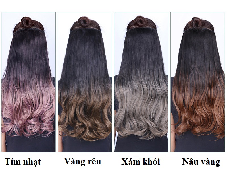Tóc kẹp nửa đầu omber K-J19 ️FREESHIP️ tóc giả kẹp dải ombre, tóc giả nữ kẹp dải ombre, tóc giả nữ