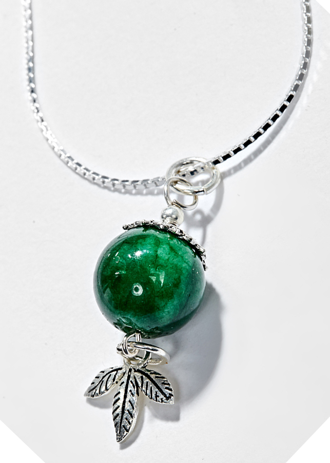 Dây Chuyền Mặt Đá Cẩm Thạch Phối 3 Lá Bạc Ngọc Quý Gemstones