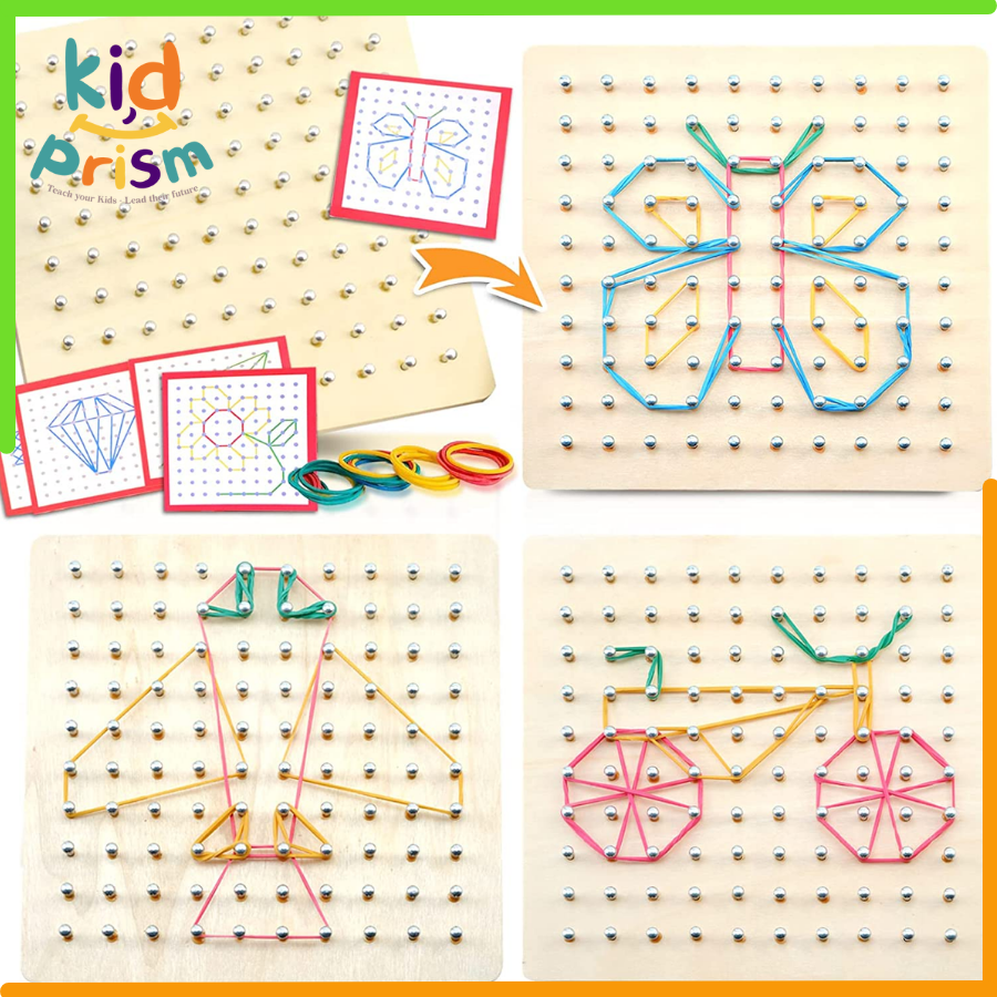 Giáo cụ toán học Geoboard giúp bé phát triển trí thông minh hình học và sự sáng tạo (Đồ chơi giáo dục)