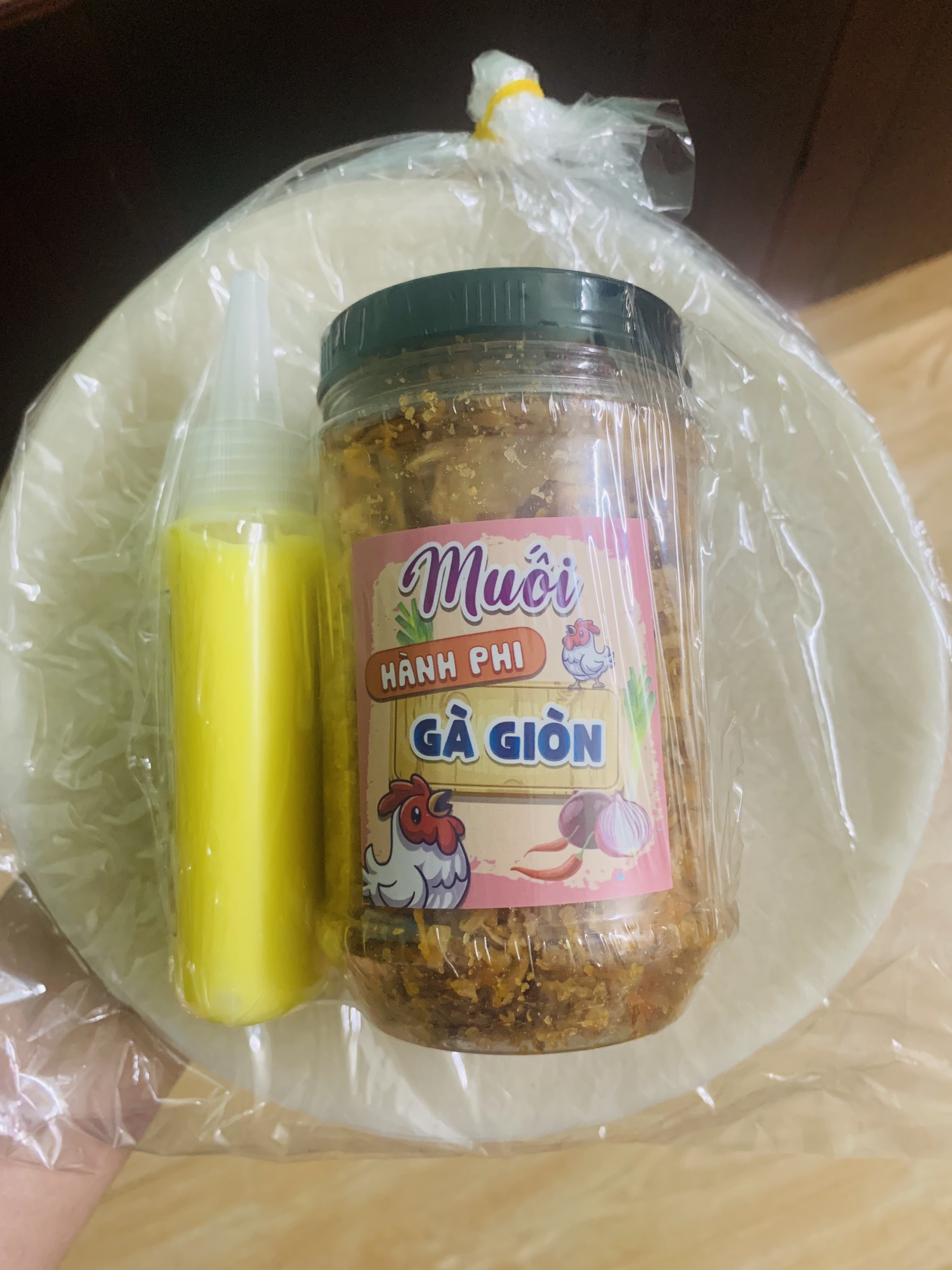 Combo bánh tráng phơi sương muối gà giòn hành phi + sốt bơ trứng