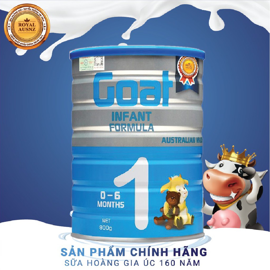 Combo 2 Hộp Sữa Dê Hoàng Gia Úc Goat Infant Formula 1 Bổ Sung Dinh Dưỡng Cho Bé ROYAL AUSNZ 800g