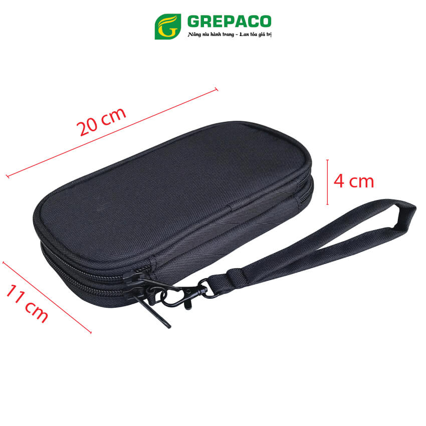 Túi Đựng Phụ Kiện Công Nghệ Cá Nhân Du Lịch Grepaco Size Mini Vải Bố Canvas Chống Thấm Nhiều Ngăn Đa Năng, Tiện Lợi, Có Dây Xách Cầm Tay – Hàng Chính Hãng