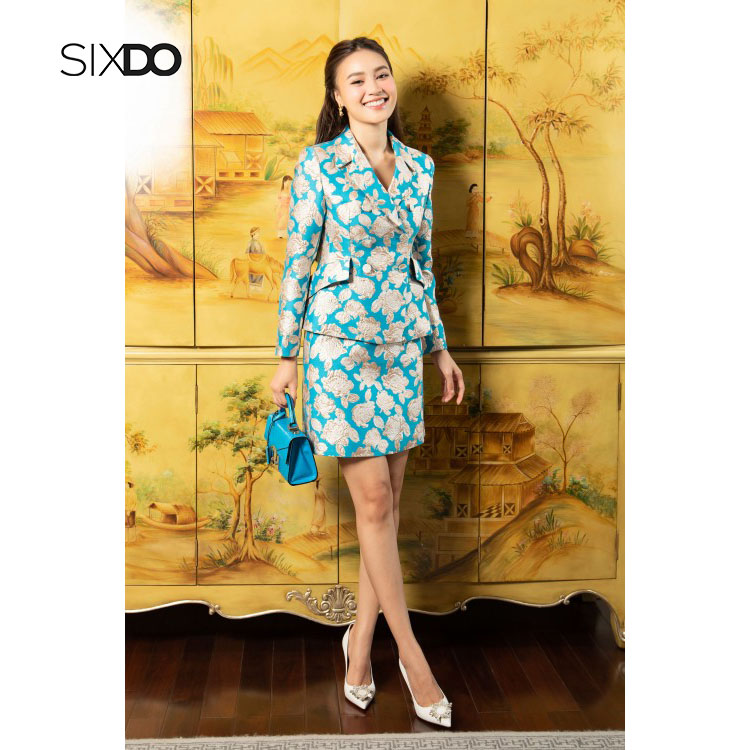 Chân váy gấm dáng A họa tiết sang trọng SIXDO