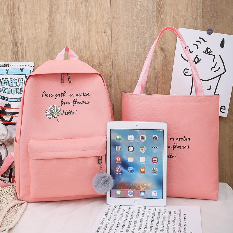 Vải Bố Schoolbags Cho Bé Gái Đeo Vai 4 Set Bộ Thời Trang Nữ Ba Lô Trường Cao Đẳng Tay Trẻ Em Kawaii Ba Lô